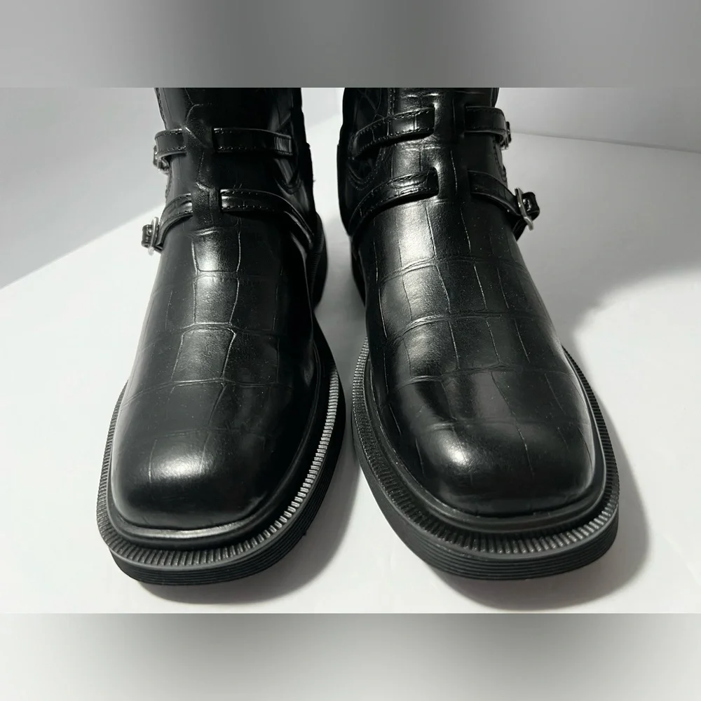 SARTO by Franco Sarto Ainsley Knee High Boots Black Croc Embossed women’s size 5